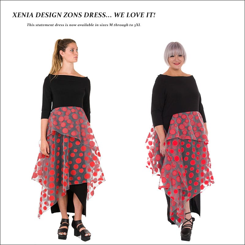 Xenia-Design-womens-Zons-statement-black-red-dress-AW16-from-idaretobe-authorised-UK-online-stockist