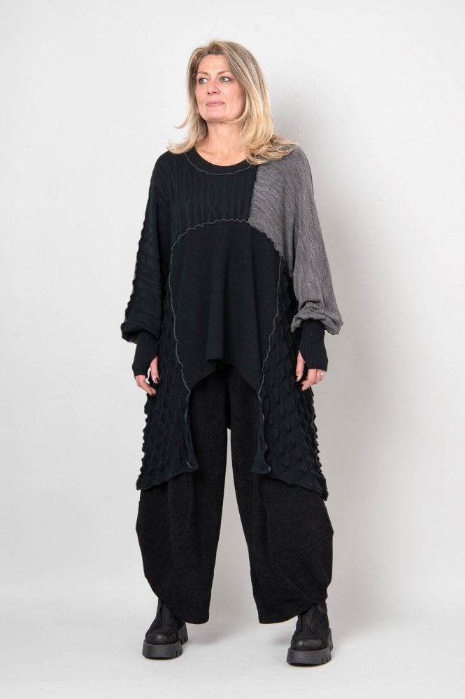 Multi Knit Philomena Christ Black & Grey Multi-knit Tunic | i dare to be