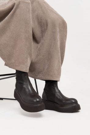 Brown Stretch Leather Boots