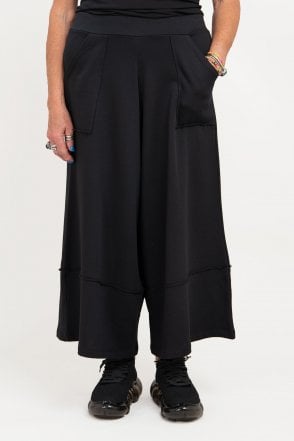 Black Wide Leg Jersey Trouser