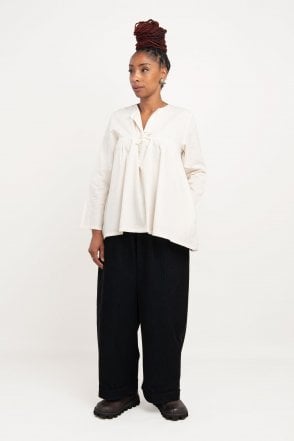 Cream Tie-Front Blouse