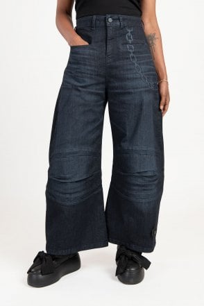 Blue Print Bubble Cut Denim Jeans