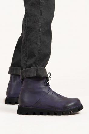 Purple Leather Ankle Boots