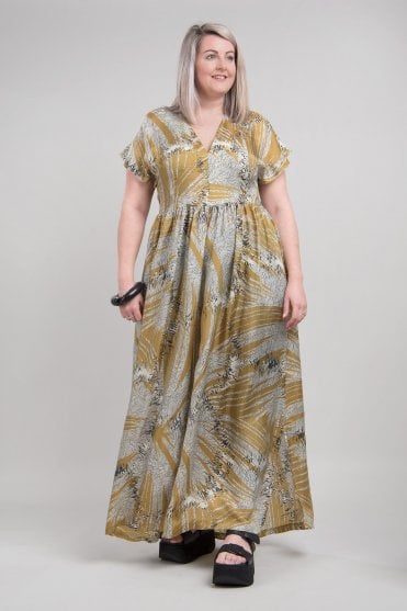 Kithnos Mustard & Black Maxi Dress