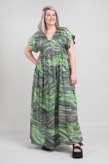 Kithnos Green Maxi Dress