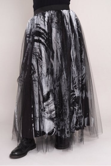 Hand-Printed Layered Skirt 