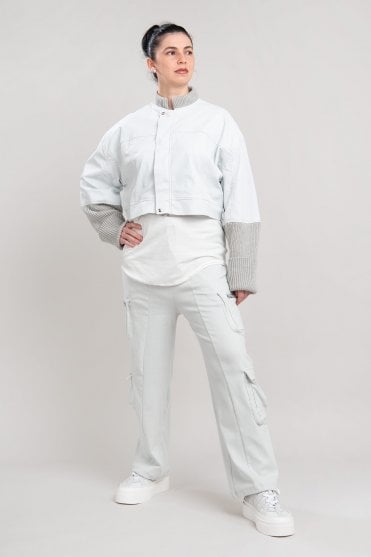 Kit White Stretch Leather Jacket