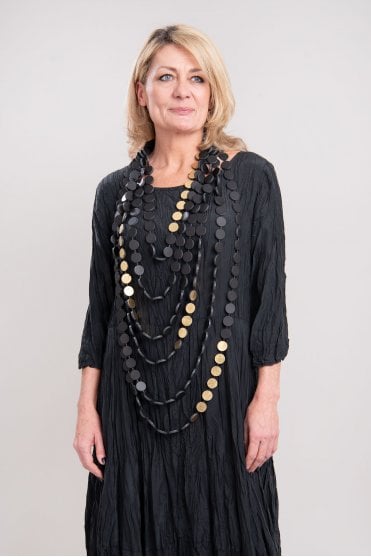 Gold Leaf Kaskad Leather Necklace