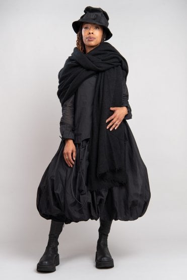 Black Knitted Merino-Yak Wool Scarf