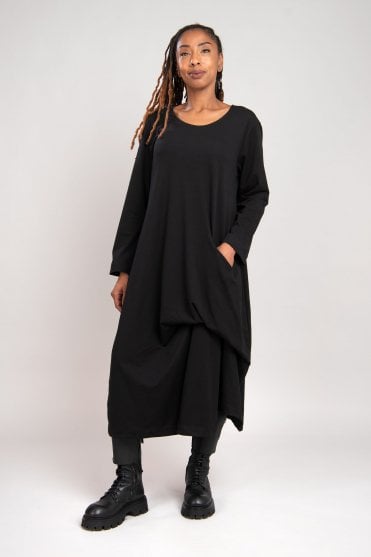 Black Tuck Detail Dress