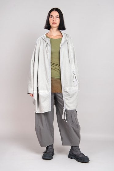 Light Grey Jersey Cotton Hooded Jacket