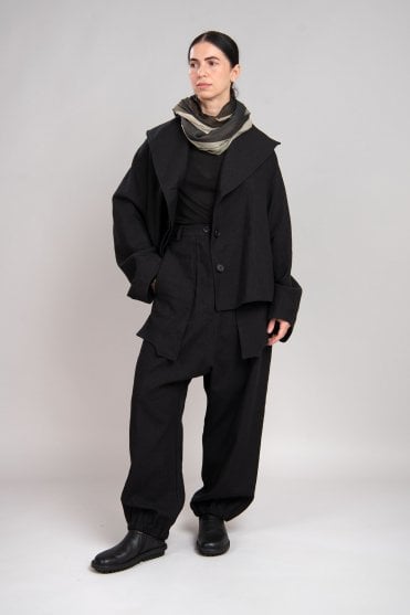 Black Linen-Wool Trousers