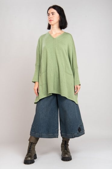 Oversized Knitted Green Pullover