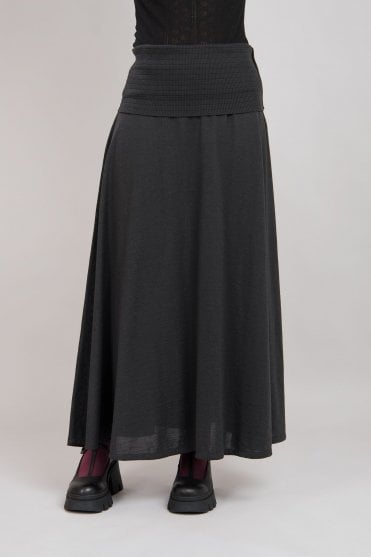 Grey Merino-Blend Knitted Skirt
