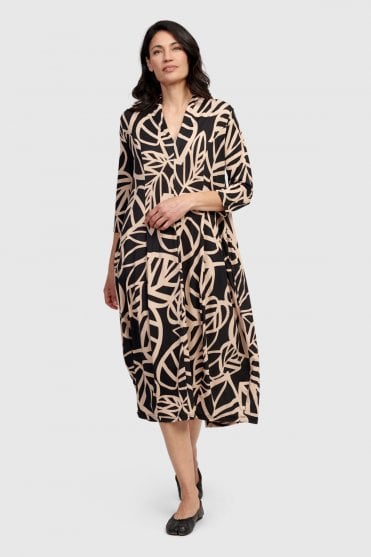 Leaf Print Jersey Dress