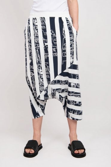Thessaly Navy Print Trouser