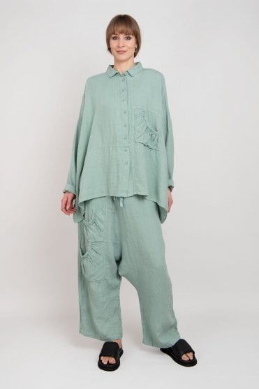 Mint Linen Oversized Blouse 