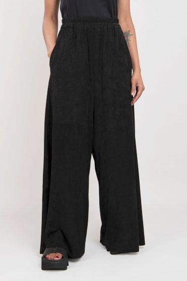 Black Suede Leather Trousers