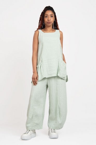 Lime Linen Top