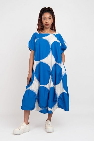 Electric Cotton Circles Print Dress
