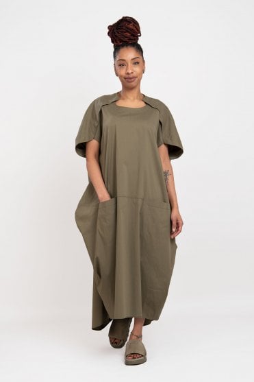 Dark Khaki Kaftan-Dress