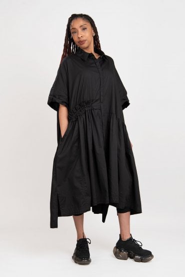 Oversized Black Cotton Dress