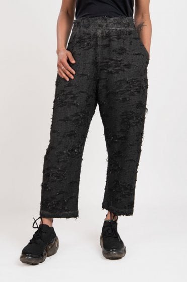 Black Textured Ojo Trousers