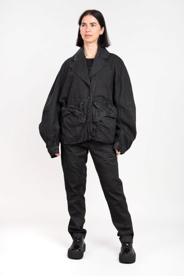 Black Gloss Denim Jacket