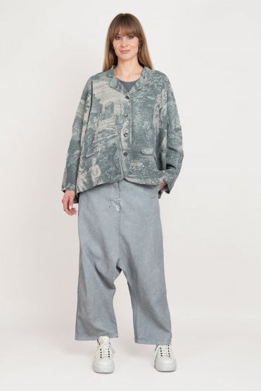 Seaweed Print Linen Jacket