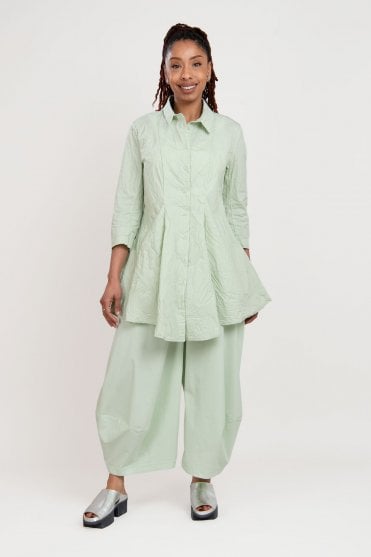 Lime Poplin Print Blouse