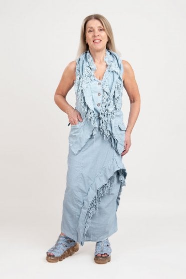 Sky Fog Lace Detail Stretch Vest
