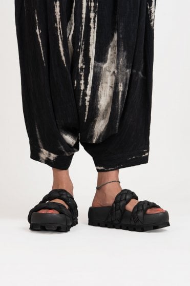 Black Leather Braided Sandal