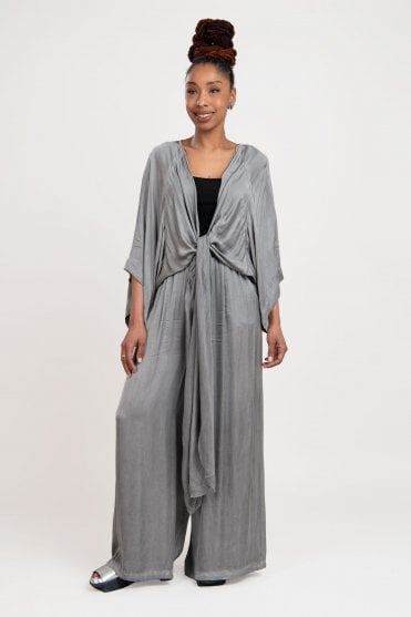 Black Pepper Tie-Front Wrap 