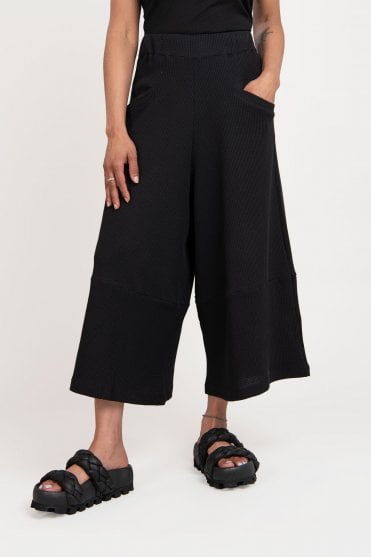 Black Waffle Trousers