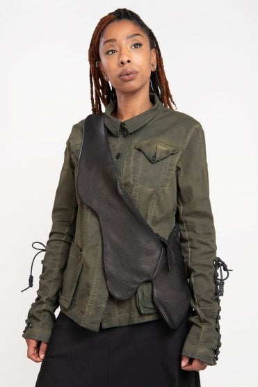 Liquid Black Leather Crossbody Bag