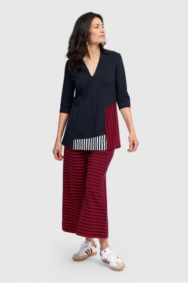 Navy Stripe-Mix Top 