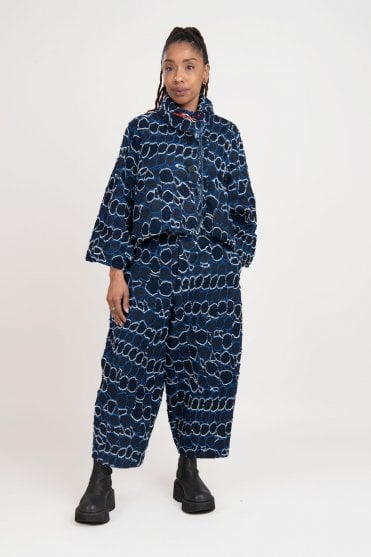 Blue Textured Trouser