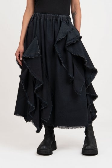 Distressed Ruffle Skirt 