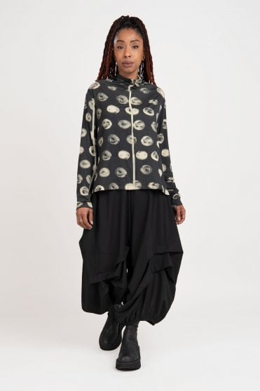 Black Abstract Print Top
