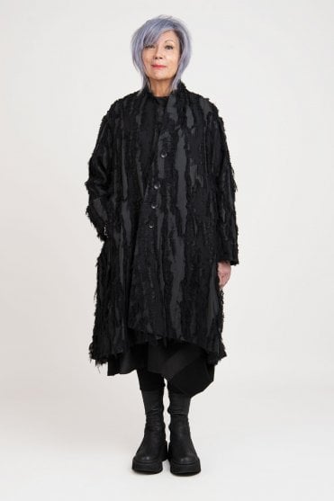 Black Statement Textured Coat