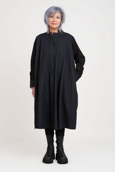 Black Embroidered Sleeve Dress