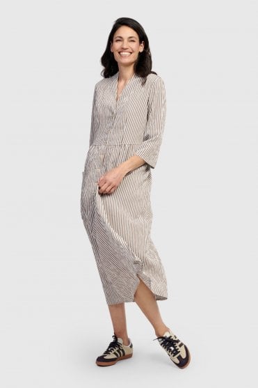 Striped Floral A-line Dress 