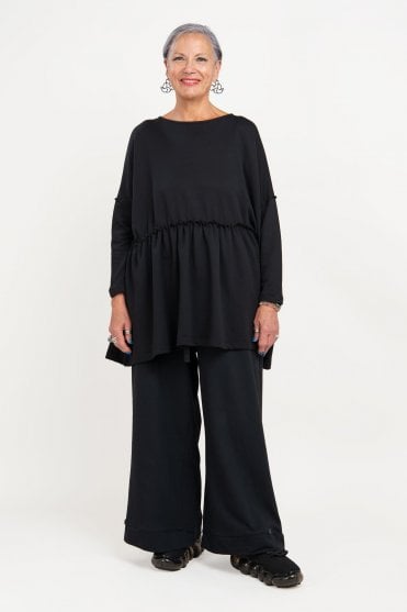 Black Jersey Peplum Top