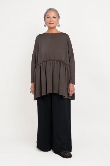 Moro Brown Jersey Peplum Top