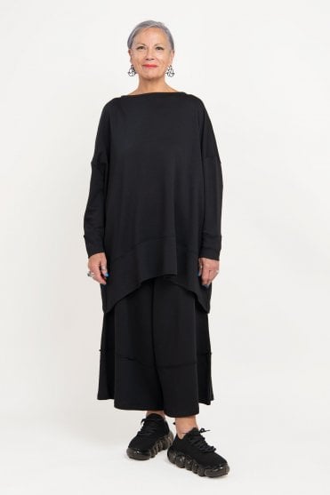 Black Oversized Jersey Top 