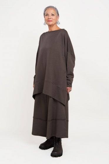 Moro Brown Oversized Jersey Top 