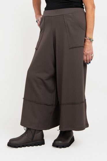 Moro Brown Wide Leg Jersey Trouser