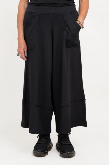 Black Wide Leg Jersey Trouser