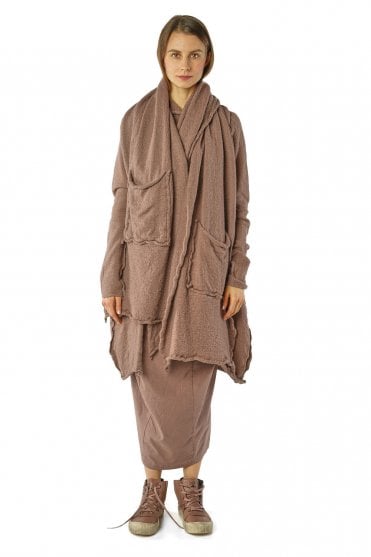 Bronze Boiled Wool Knitted Pocket Scarf (SHOWN IN CRYSTAL)