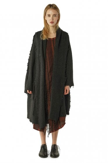 Black Tussah Silk Knitted Coat 